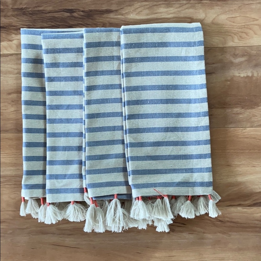 Pottery Barn Blake Wrapped Tassel Striped Napkins